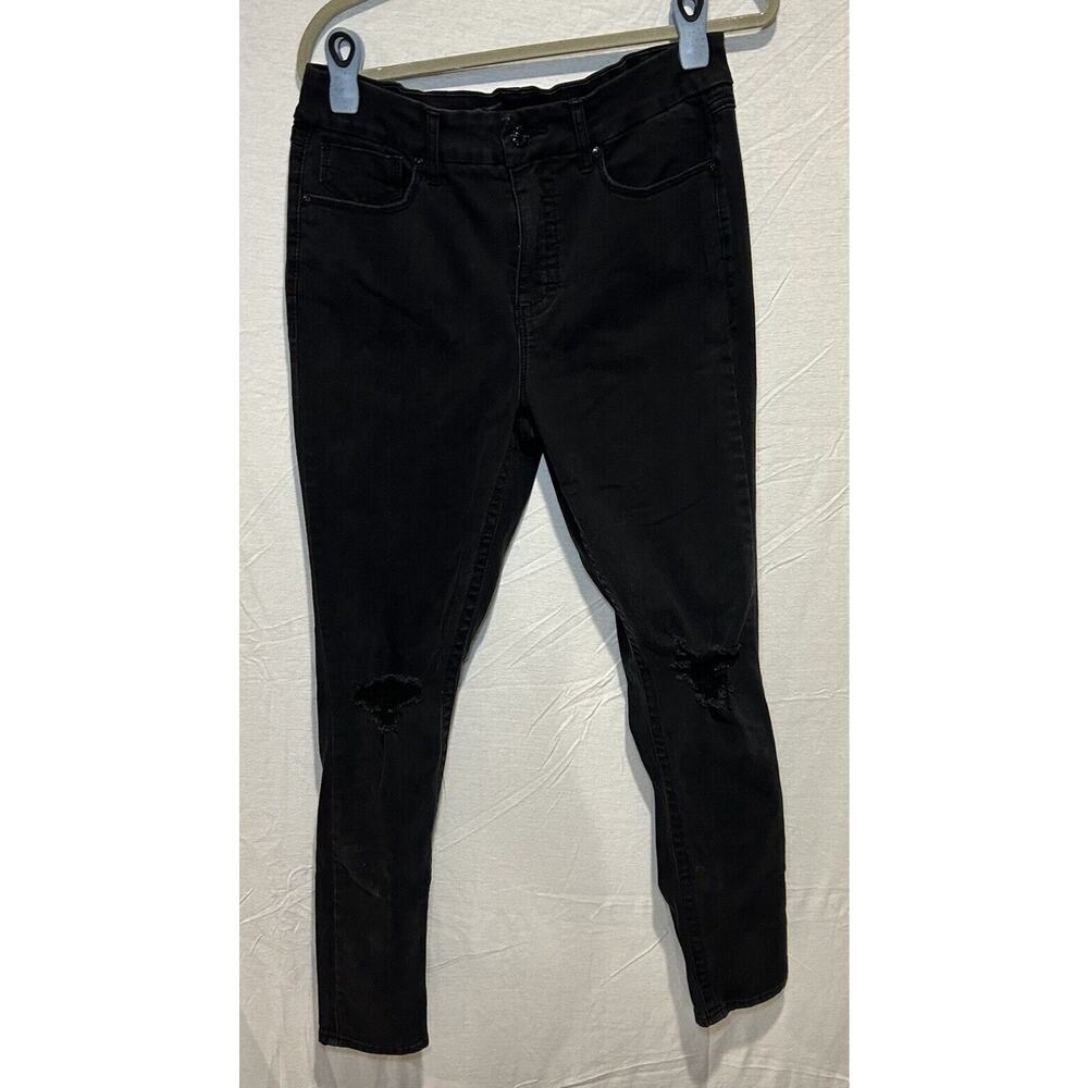 Seven7 Women's Black Tummy Less High Rise Skinny Jeans Slimming Control Size 12
